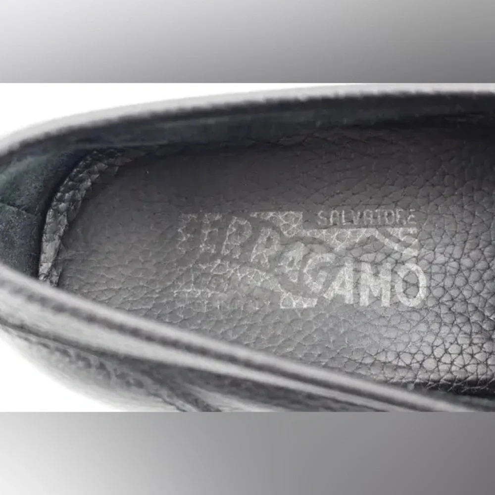 Men's SALVATORE FERRAGAMO 'Bravo' Nero Calf Leather Loafers Size US - 7.5-D